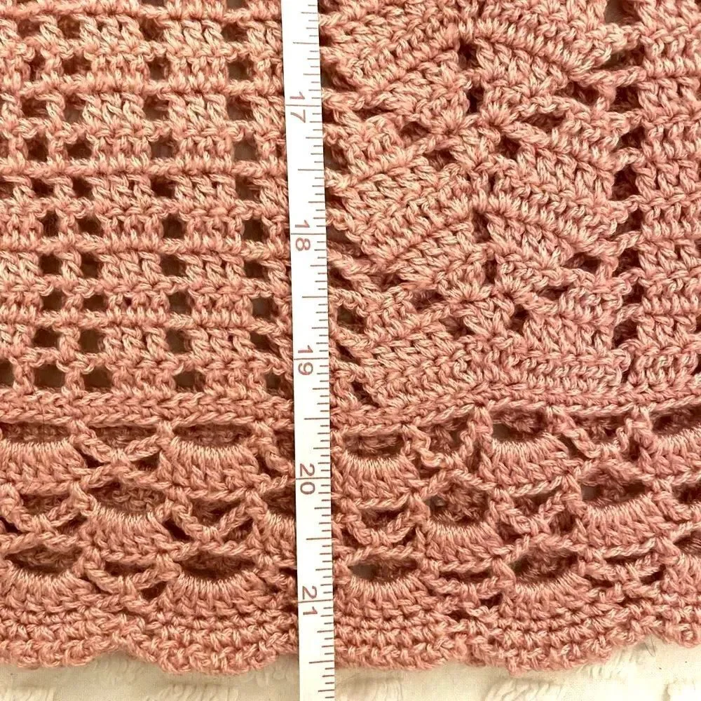 Vintage Crochet Top Pink Shirt Festival Blouse Handmade Shirt Size Medium